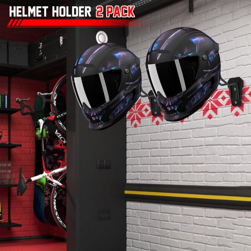 TVKB Motorcycle Helmet Holder Wall Mount Multifunctional Metal Hanger Rack Motorcycle Accessories for Hats Mask Garage 2pack - Image 5